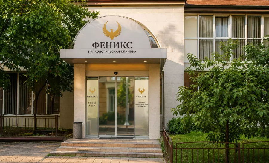 Вход в наркологическую клинику «Феникс» в Сарапуле